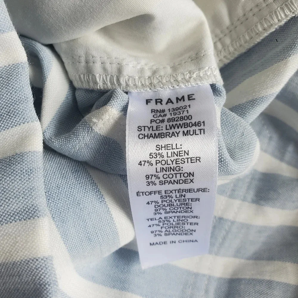 Frame Size 6 blue and white striped linen shorts - Picture 4 of 5